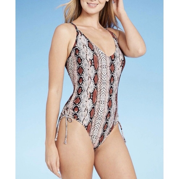 Kona Sol Small Animal Print Snake Skin Medium Coverage One Piece Bathing Suit‎ - Picture 1 of 7